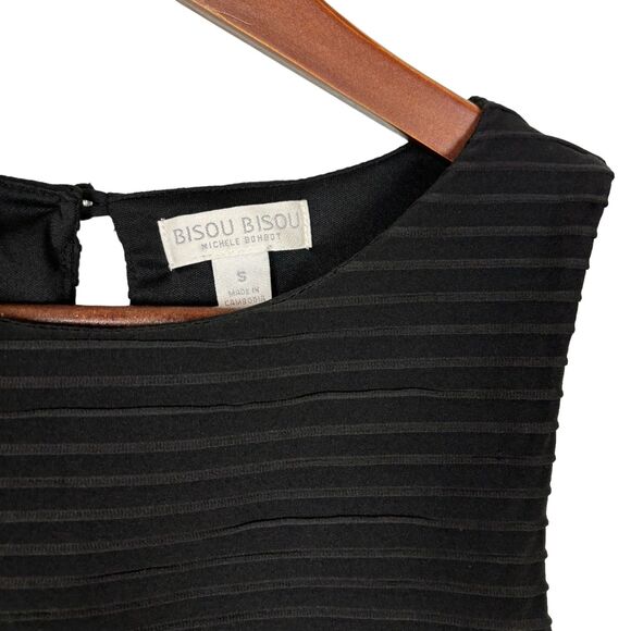 Bisou Bisou Michele Bohbot Black Textured Sleveless Peplum Tank Top Womens Small - Picture 5 of 5
